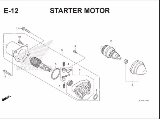 E-12 Starter Motor – Katalog Suku Cadang Honda BeAT FI K25A
