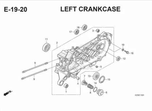 E-19-20 Left CrankCase – Katalog Suku Cadang Honda BeAT FI K25A
