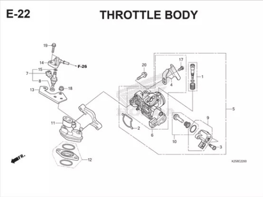 E-22 Throttle Body – Katalog Suku Cadang Honda BeAT FI K25A