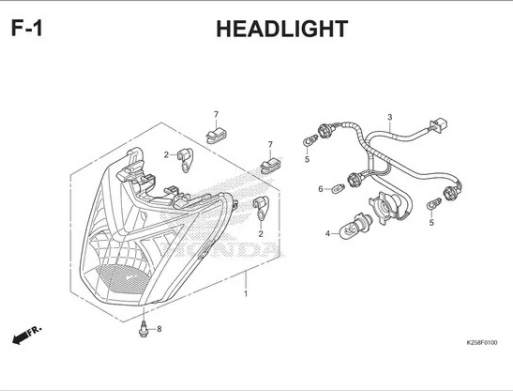 F-1 Headlight – Katalog Suku Cadang Honda BeAT FI K25A
