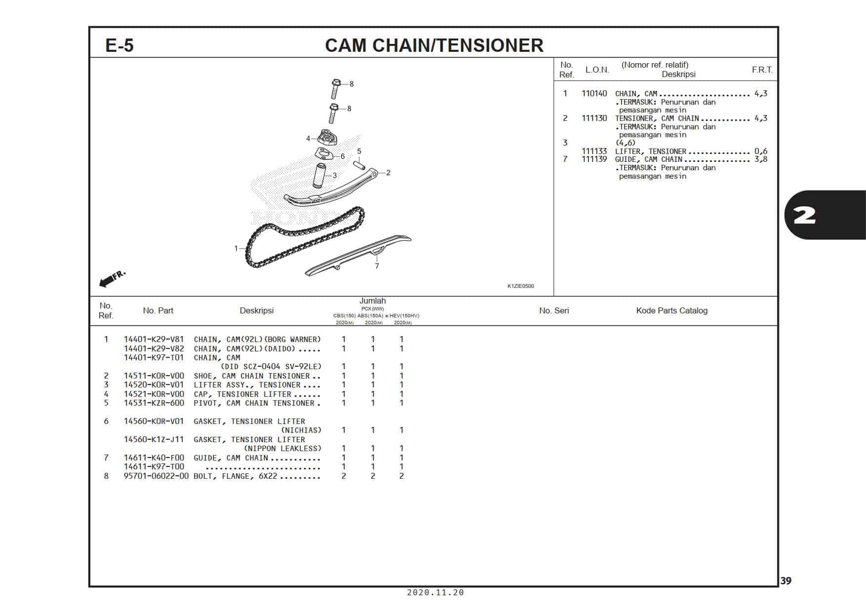 E-5 Cam Chain/Tensioner