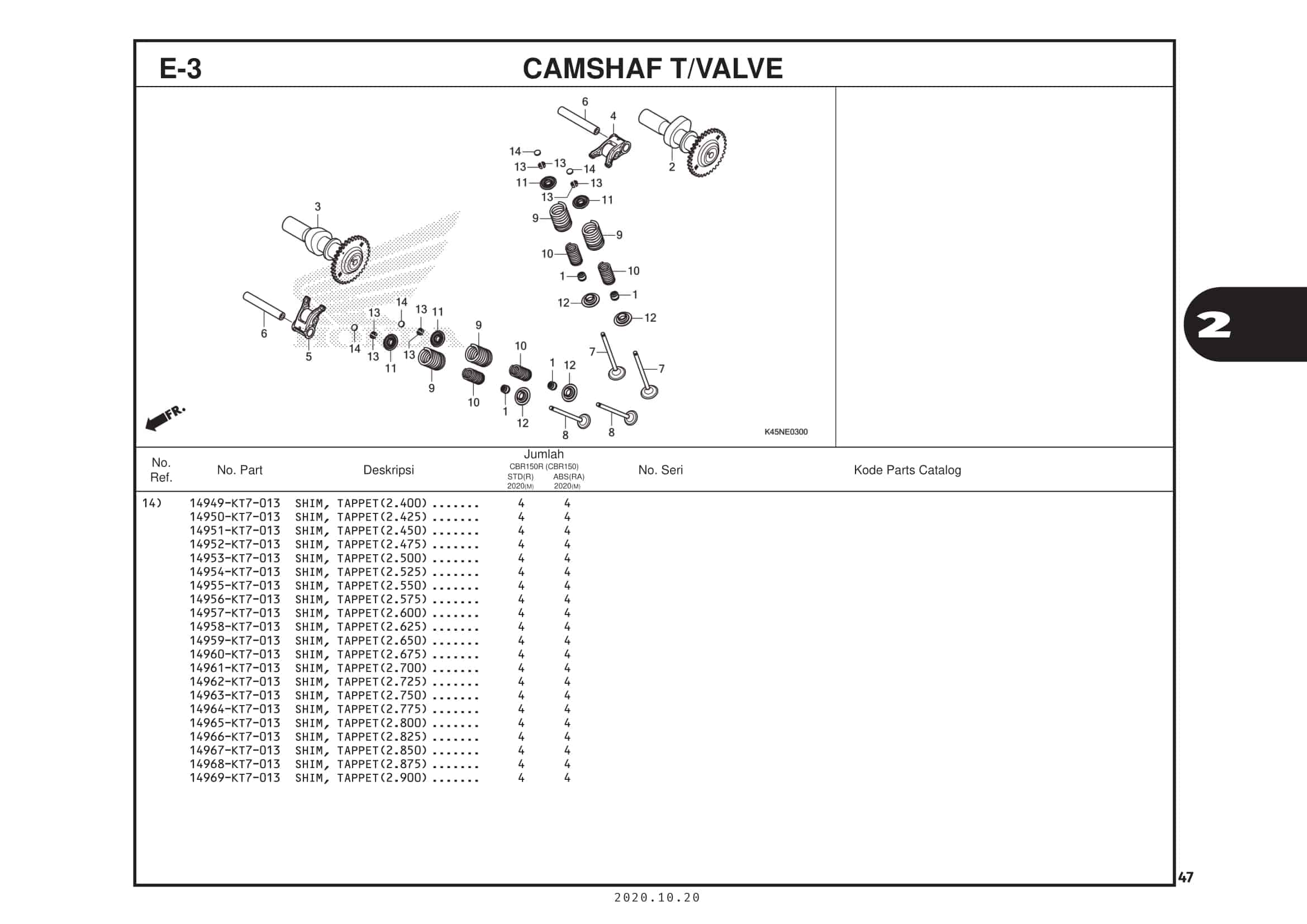 E-3 Camshaft T Valve