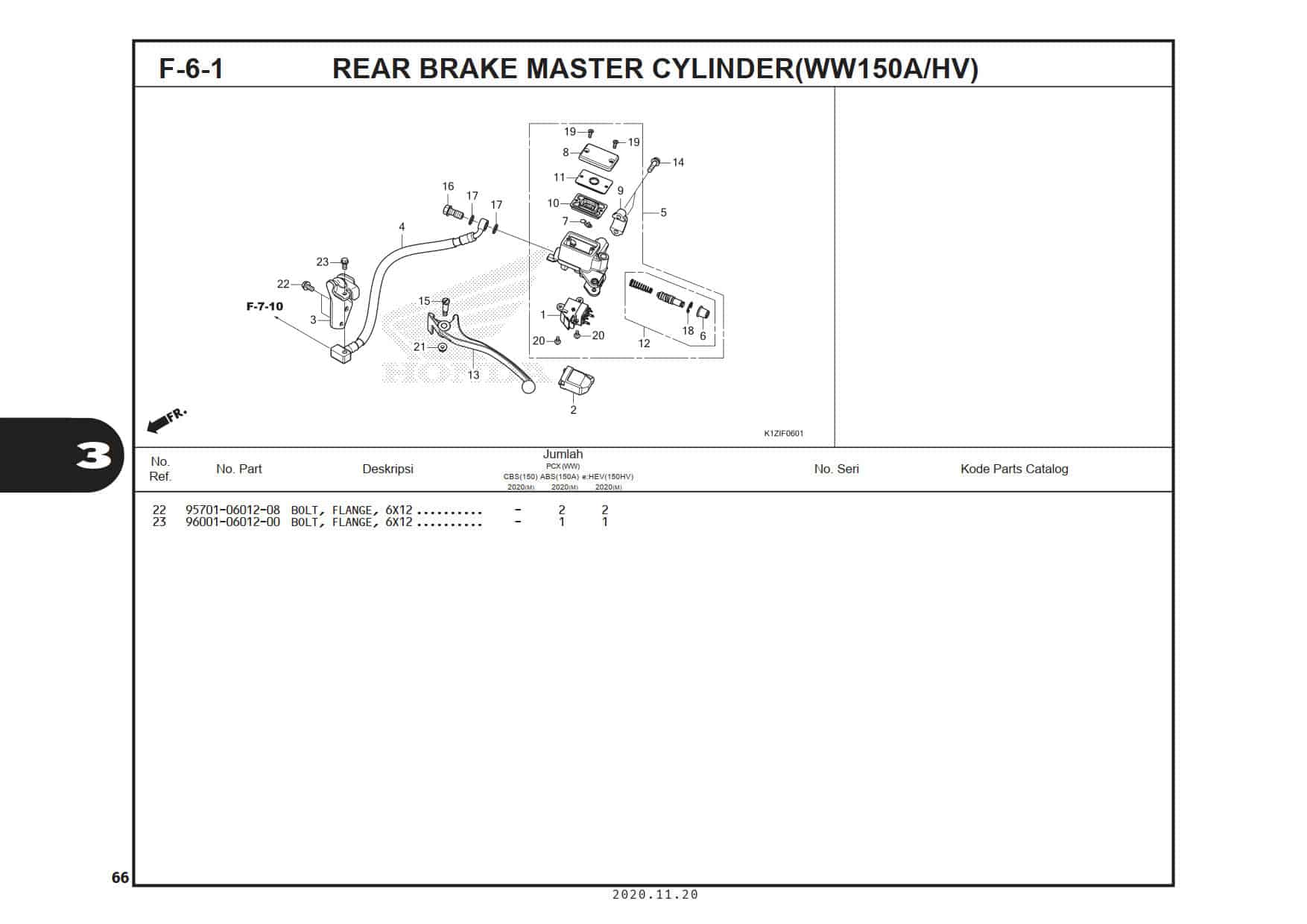 F-6-1 Rear Brake Master Cylinder (WW150A/HV)