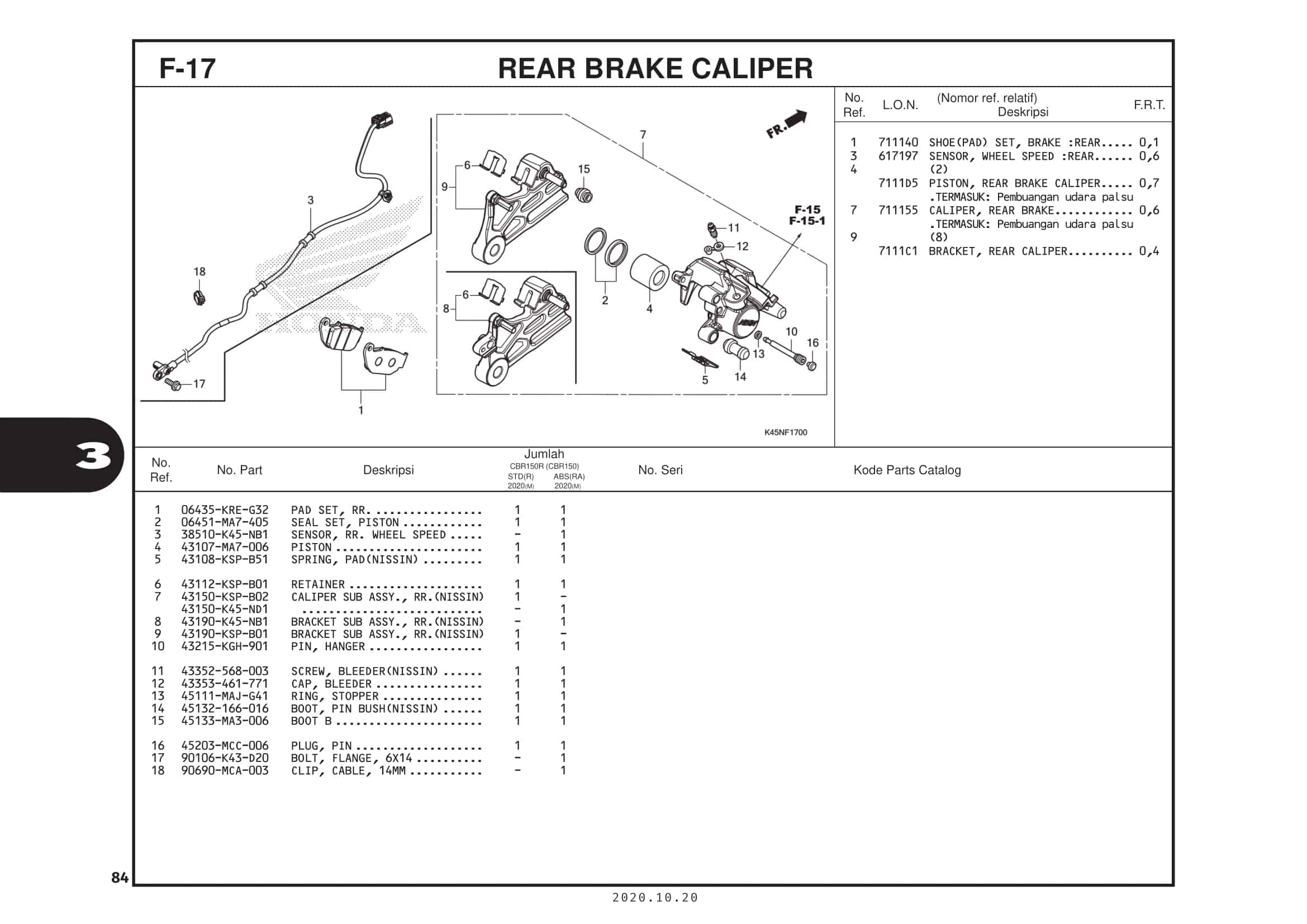 F-17 Rear Brake Caliper 