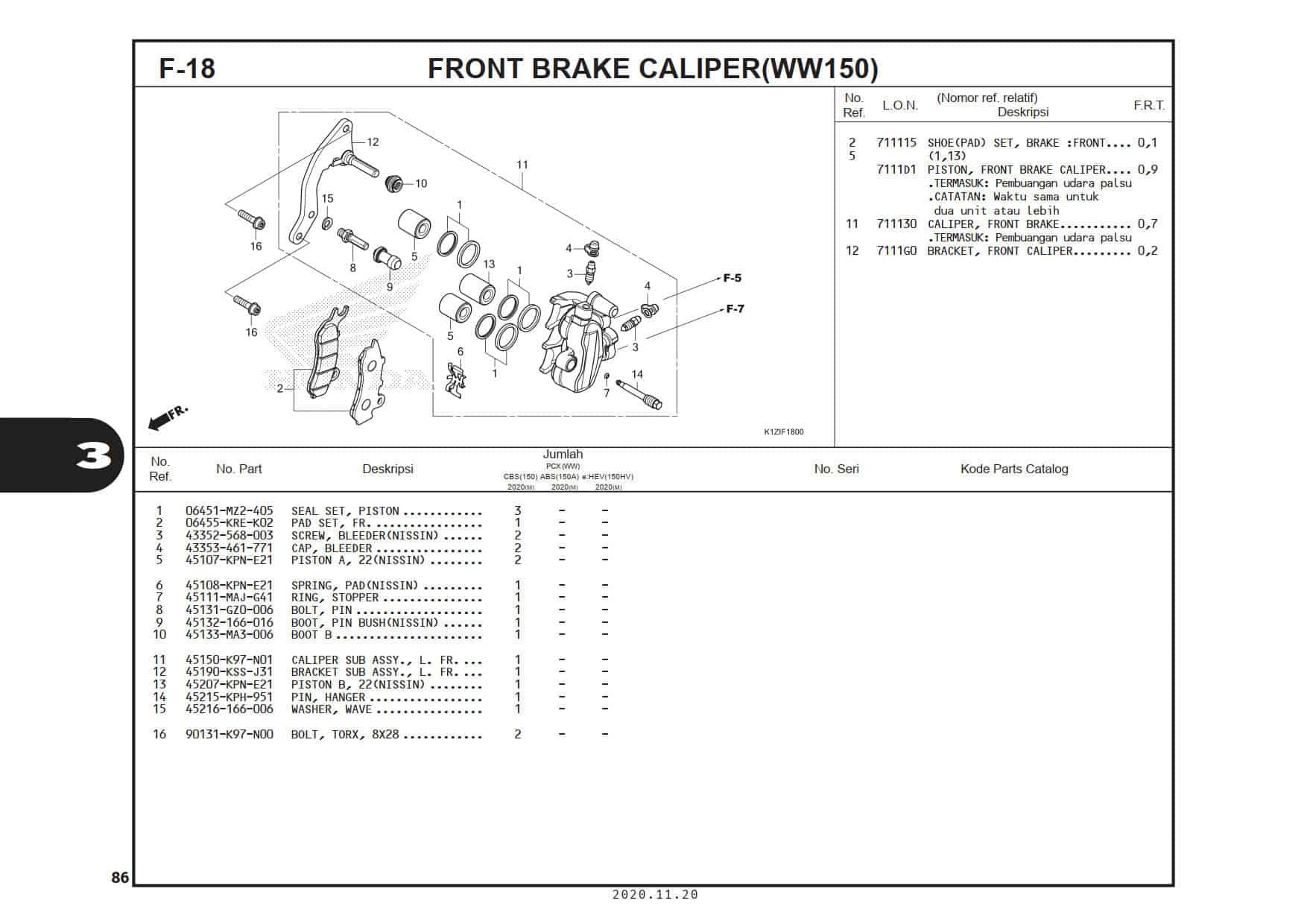 F-18 Front Brake Caliper (WW150)