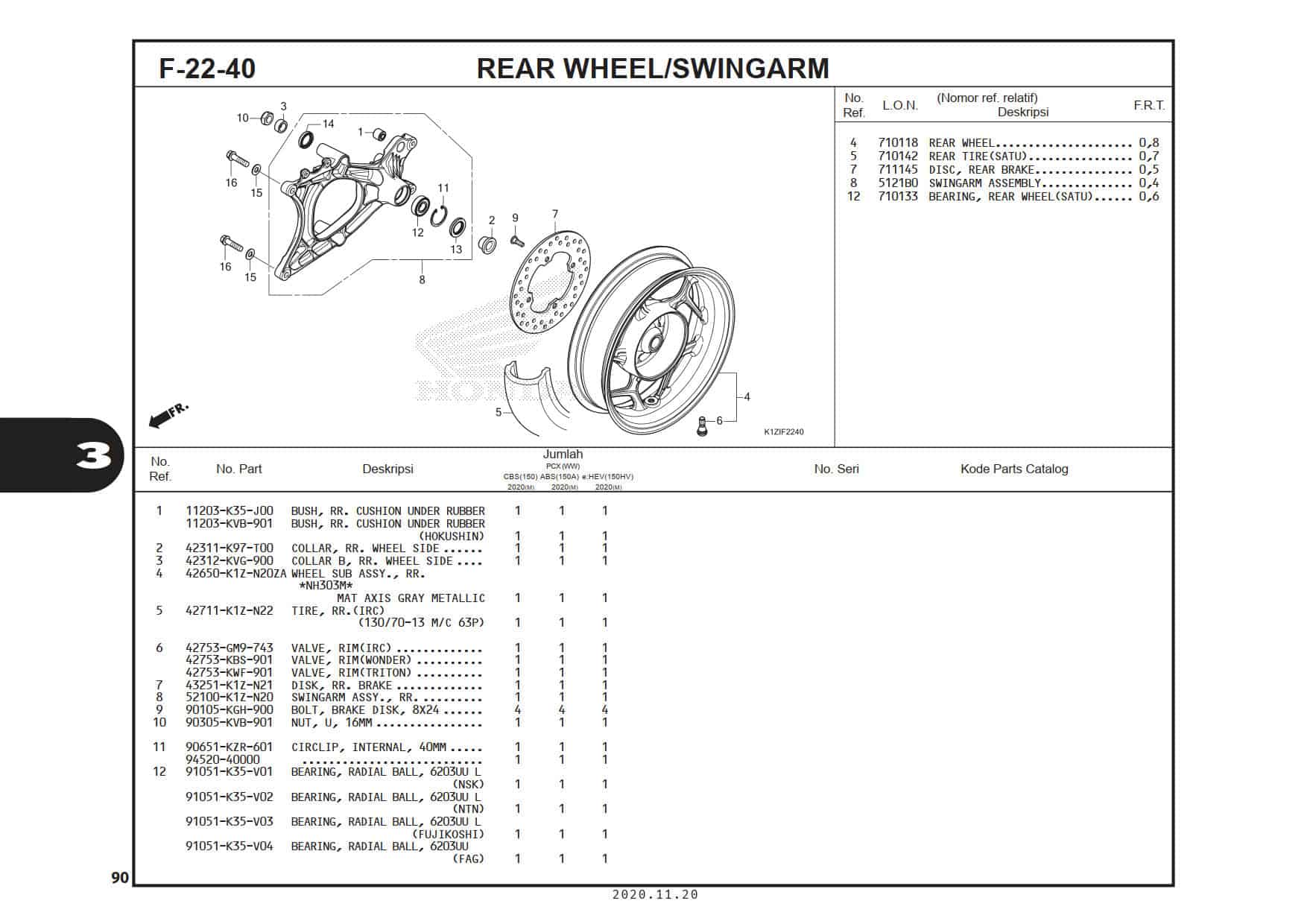 F-22-40 Rear Wheel/Swingarm