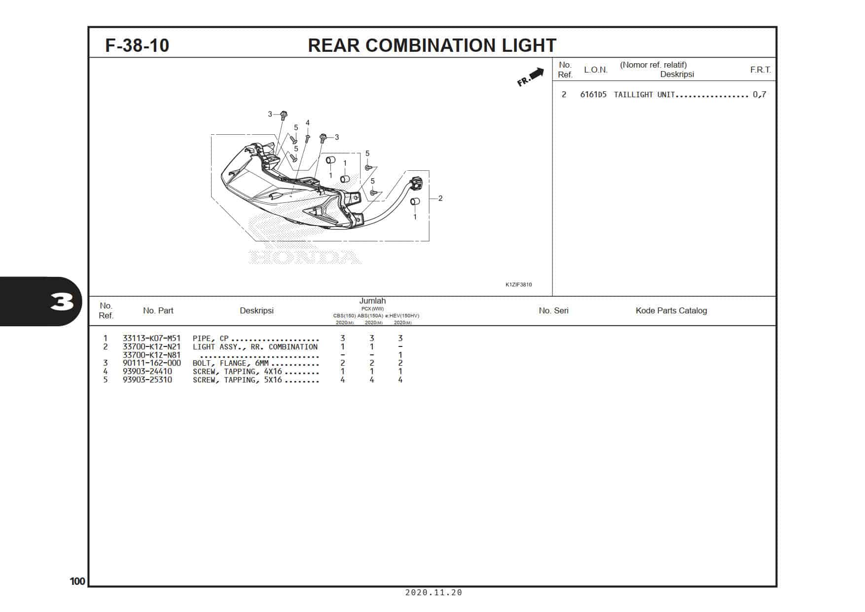 F-38-10 Rear Combination Light