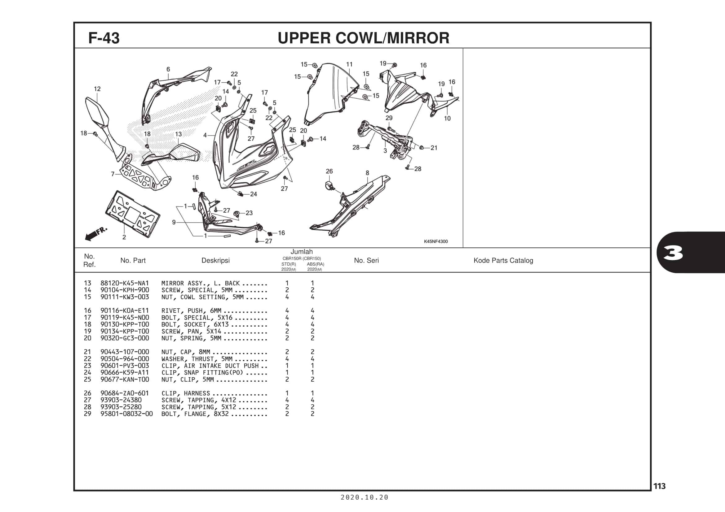 F-43 Upper Cowl/Mirorr