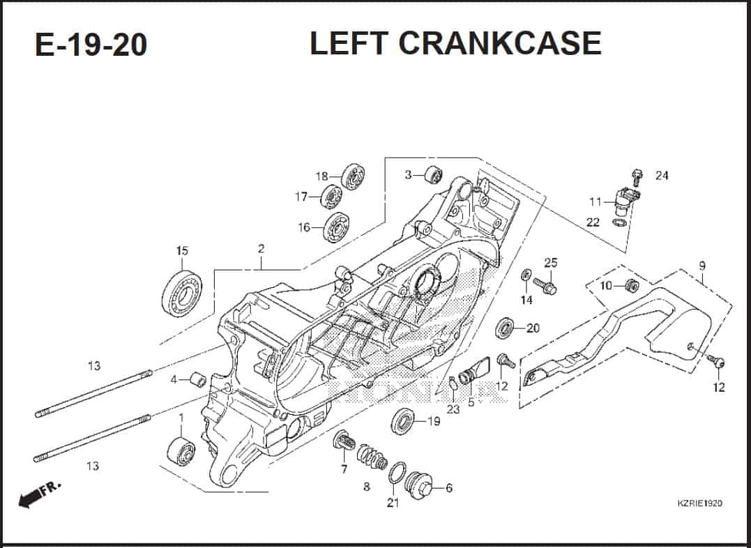 E-19-20 Left CrankCase – Katalog Honda Vario Techo 125-2