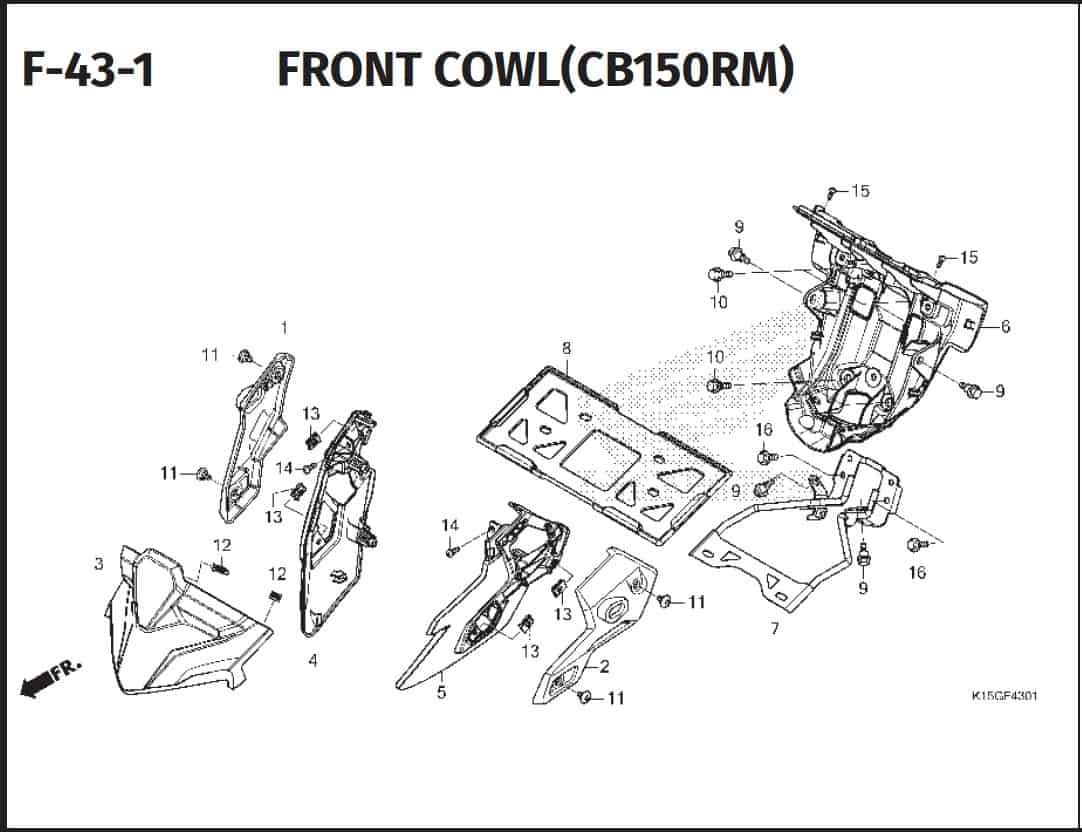 F-43-1 Front Cowl (CB150RM)