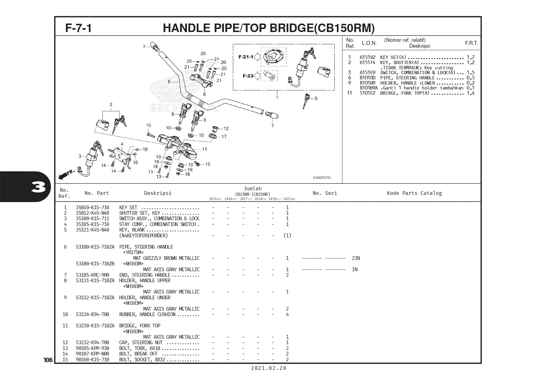 F-7-1 Handle Pipe Top Bridge (CBR150RM)