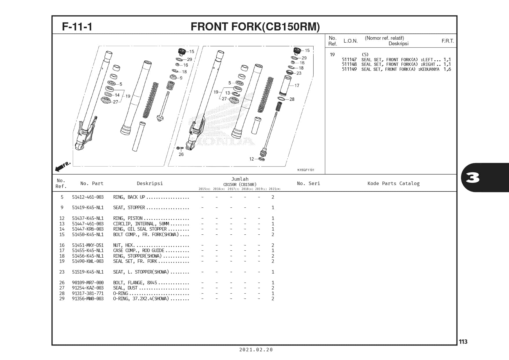 F-11-1 Front Fork (CB150RM)