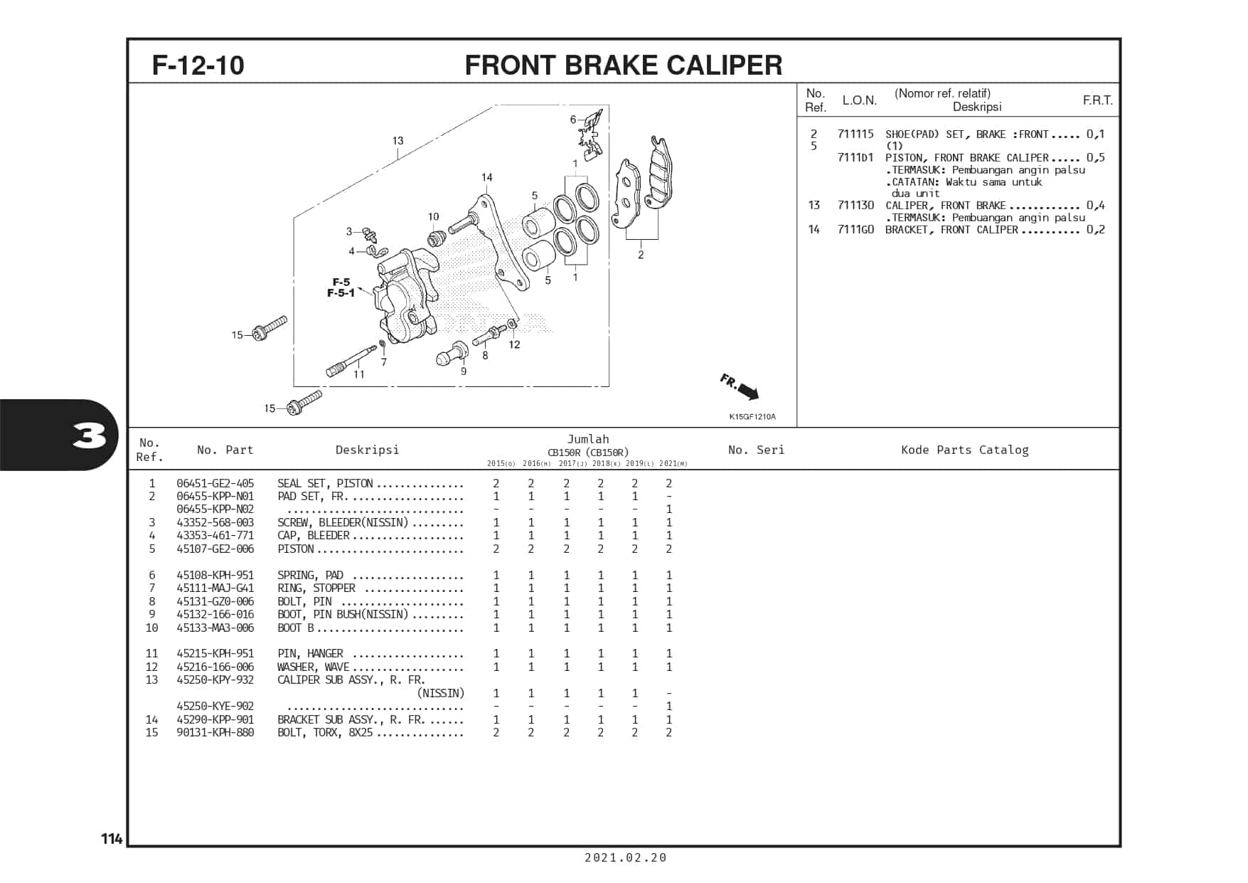 F-12-10 Front Brake Caliper