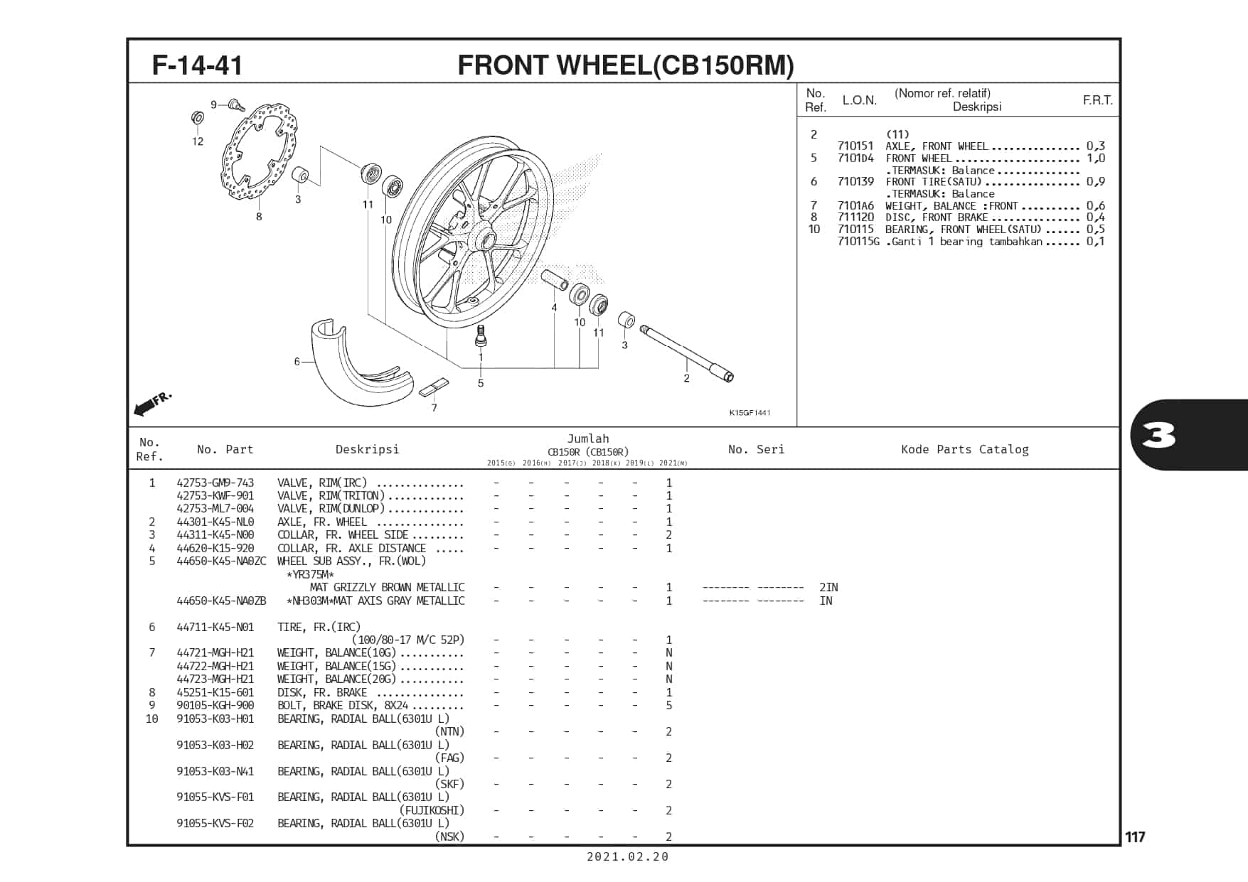 F-14-41 Front Wheel (CB150RM)