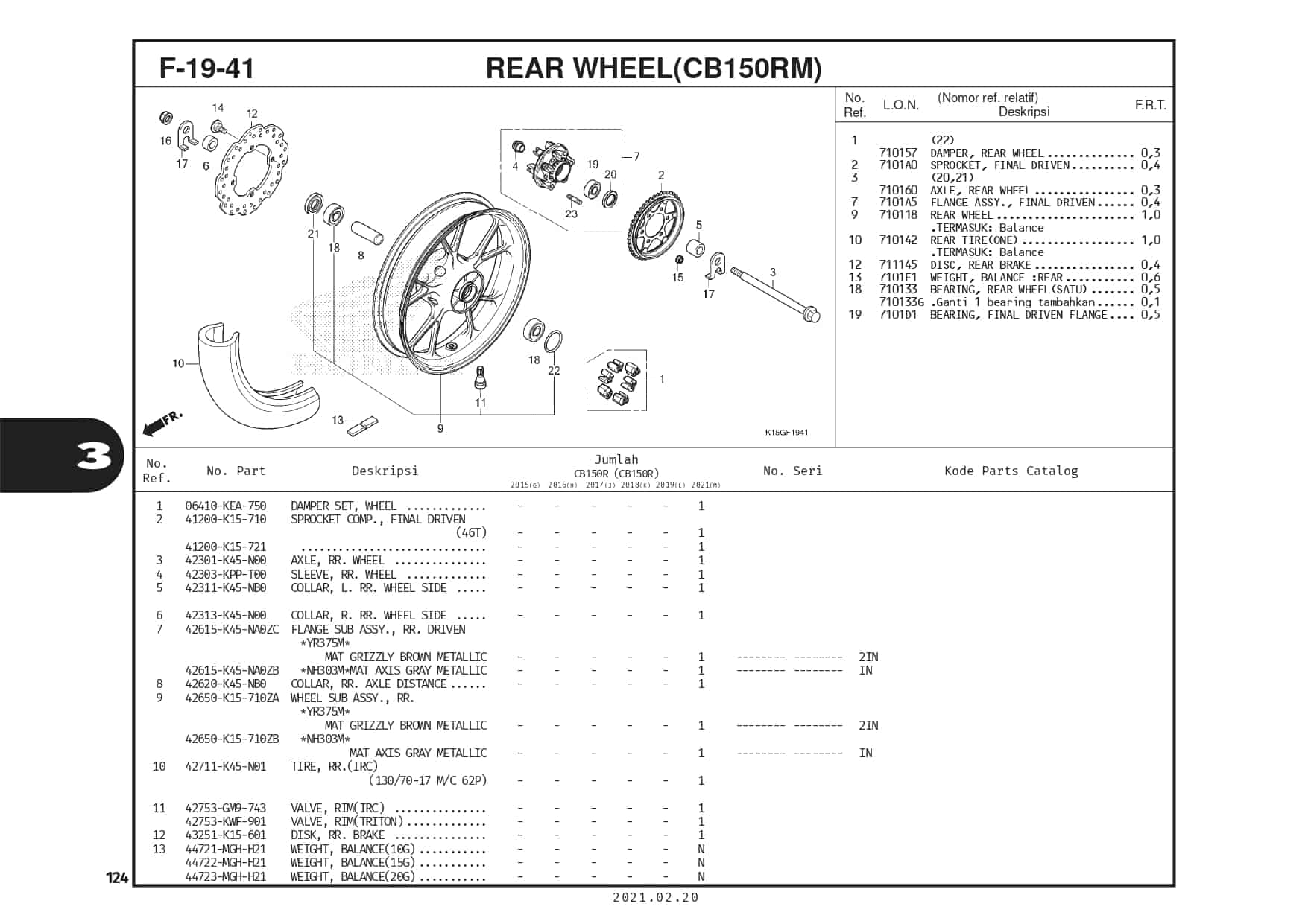 F-19-41 Rear Wheel (CB150RM)