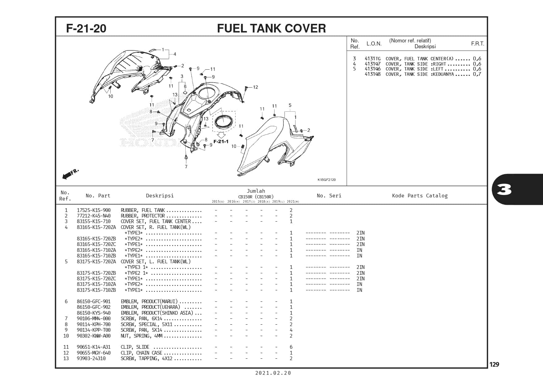 F-21-20 Fuel Tank Cover