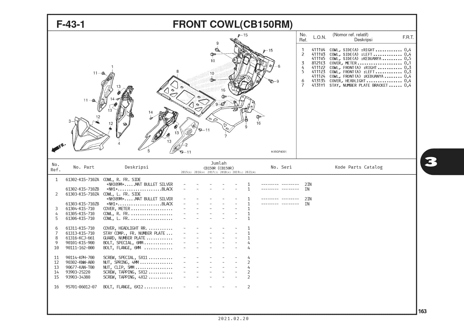 F-43-1 Front Cowl (CB150RM)