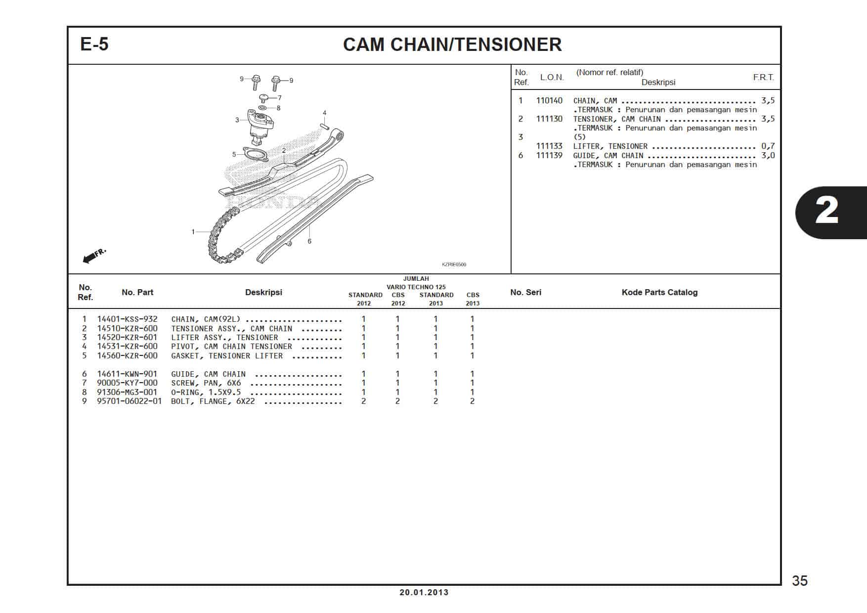 E-5 Cam Chain/Tensioner