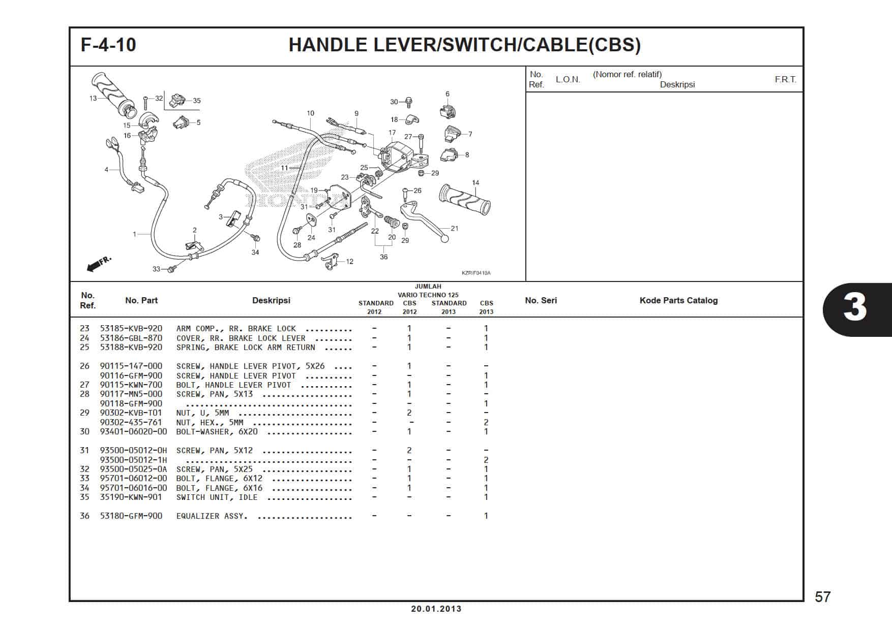 F-4-10 Handle Lever/ Switch/ Cabel (CBS)