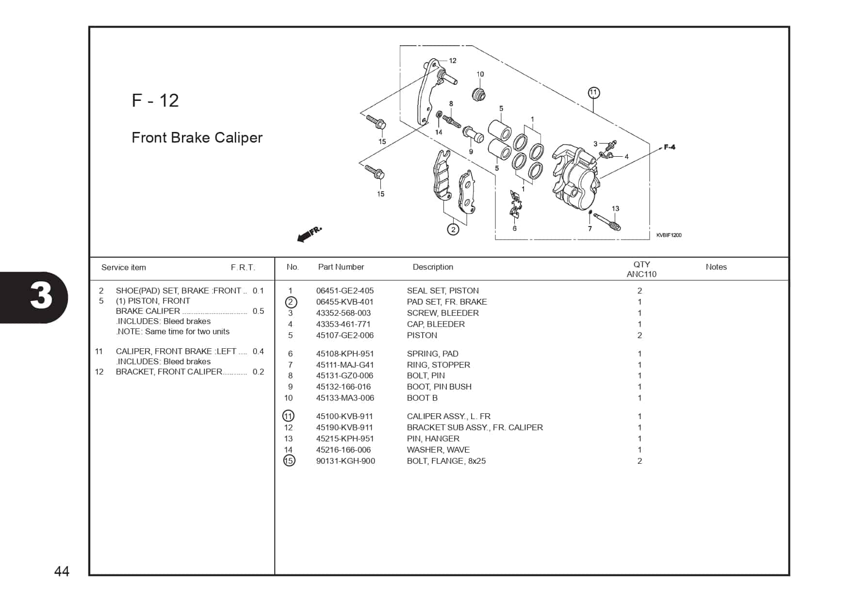 F-12 Front Brake Caliper 