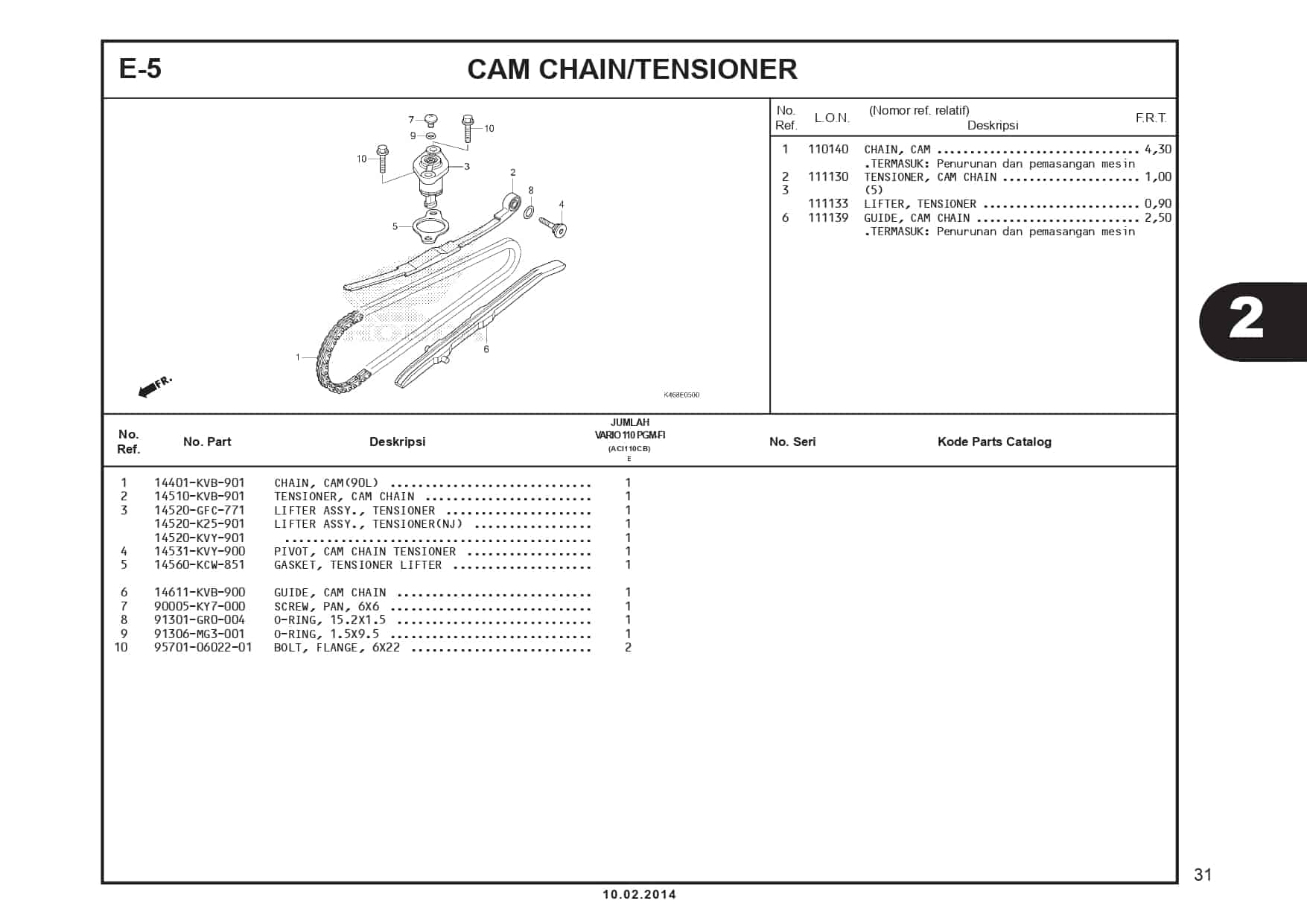 E-5 Cam Chain / Tensioner