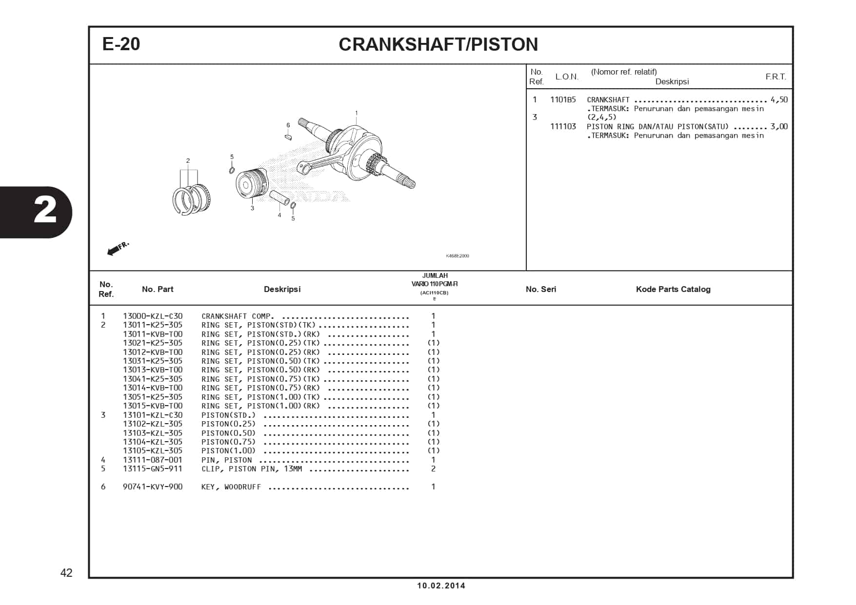 E-20 CrankShaft/Piston 