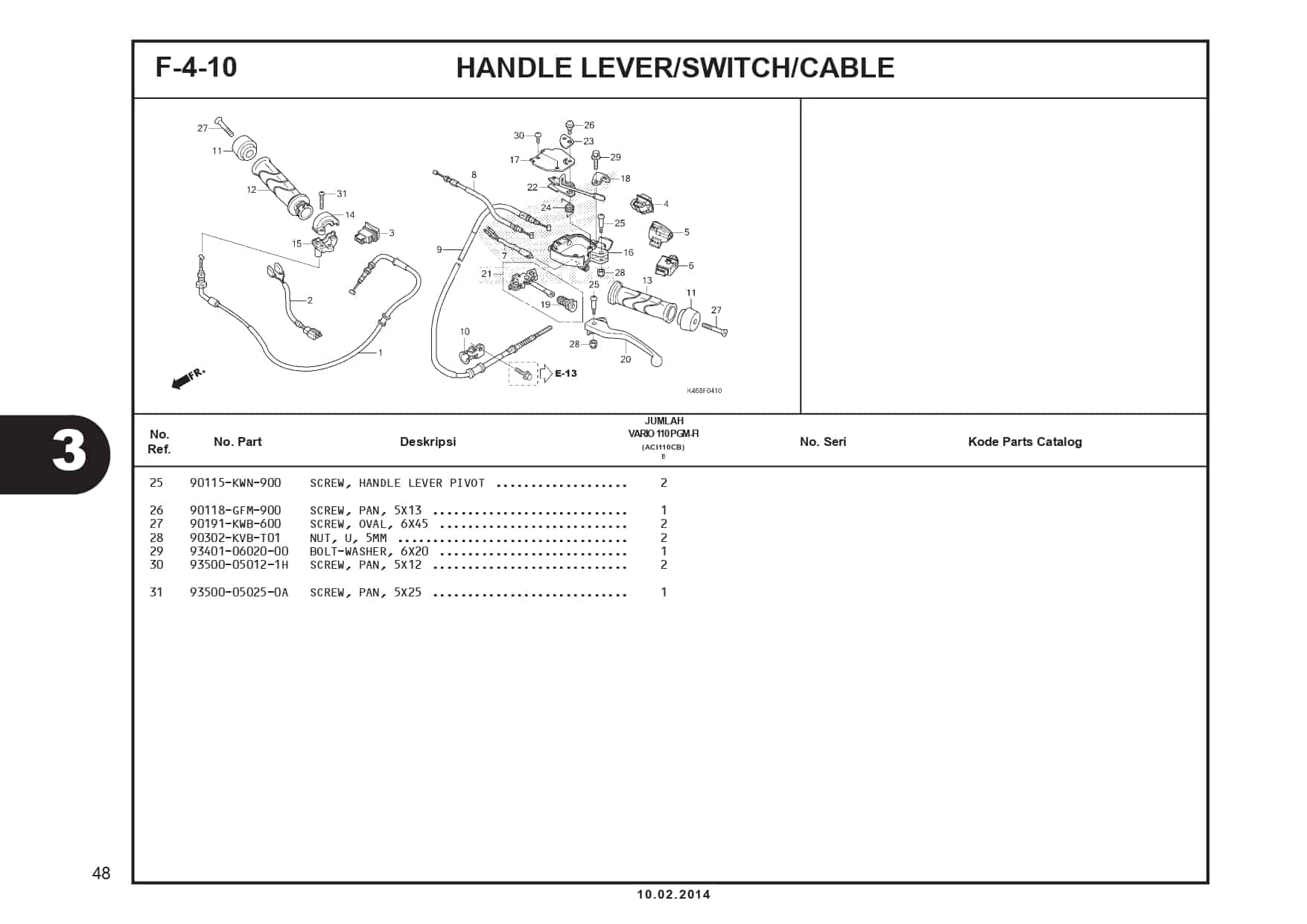 F-4-10 Handle Lever/Switch/Cable 