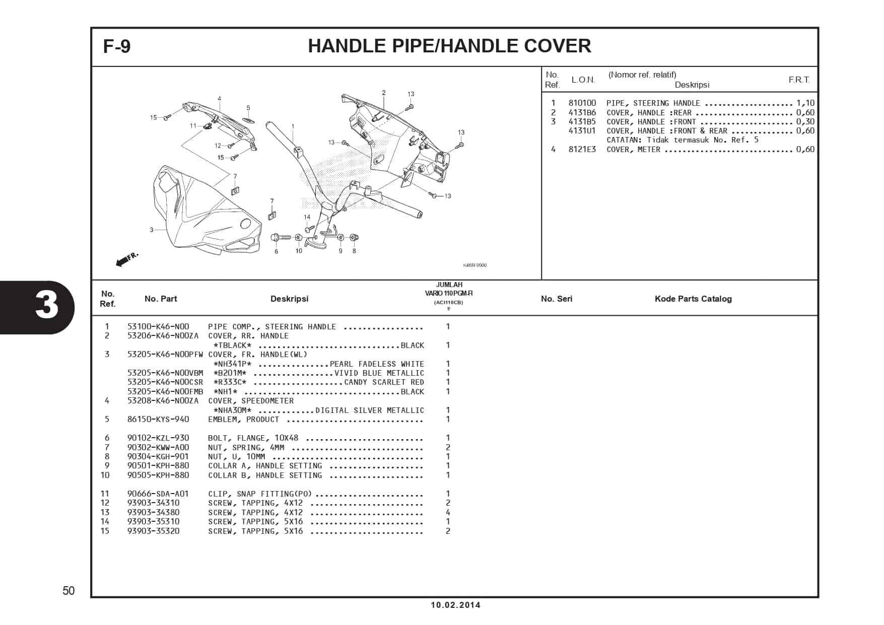 F-9 Handle Pipe/Handle Cover