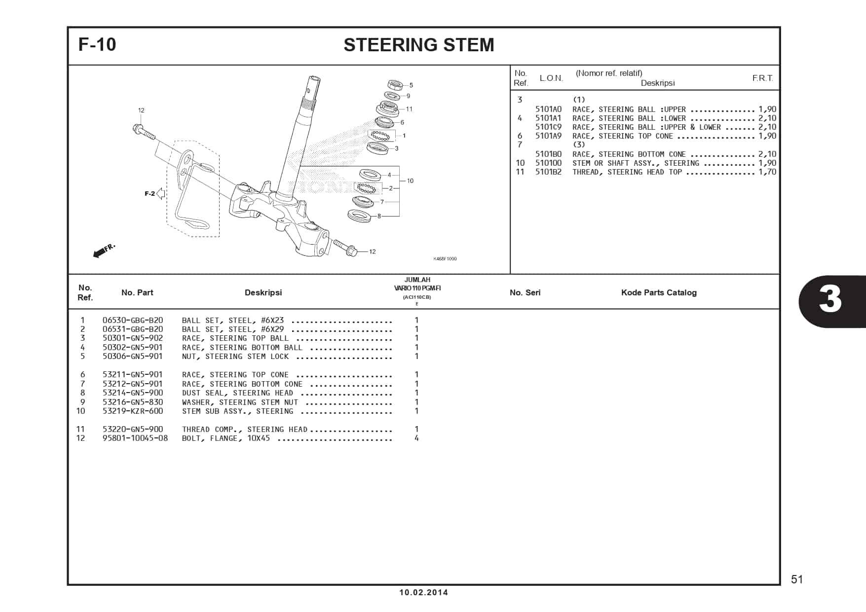 F-10 Steering Stem 