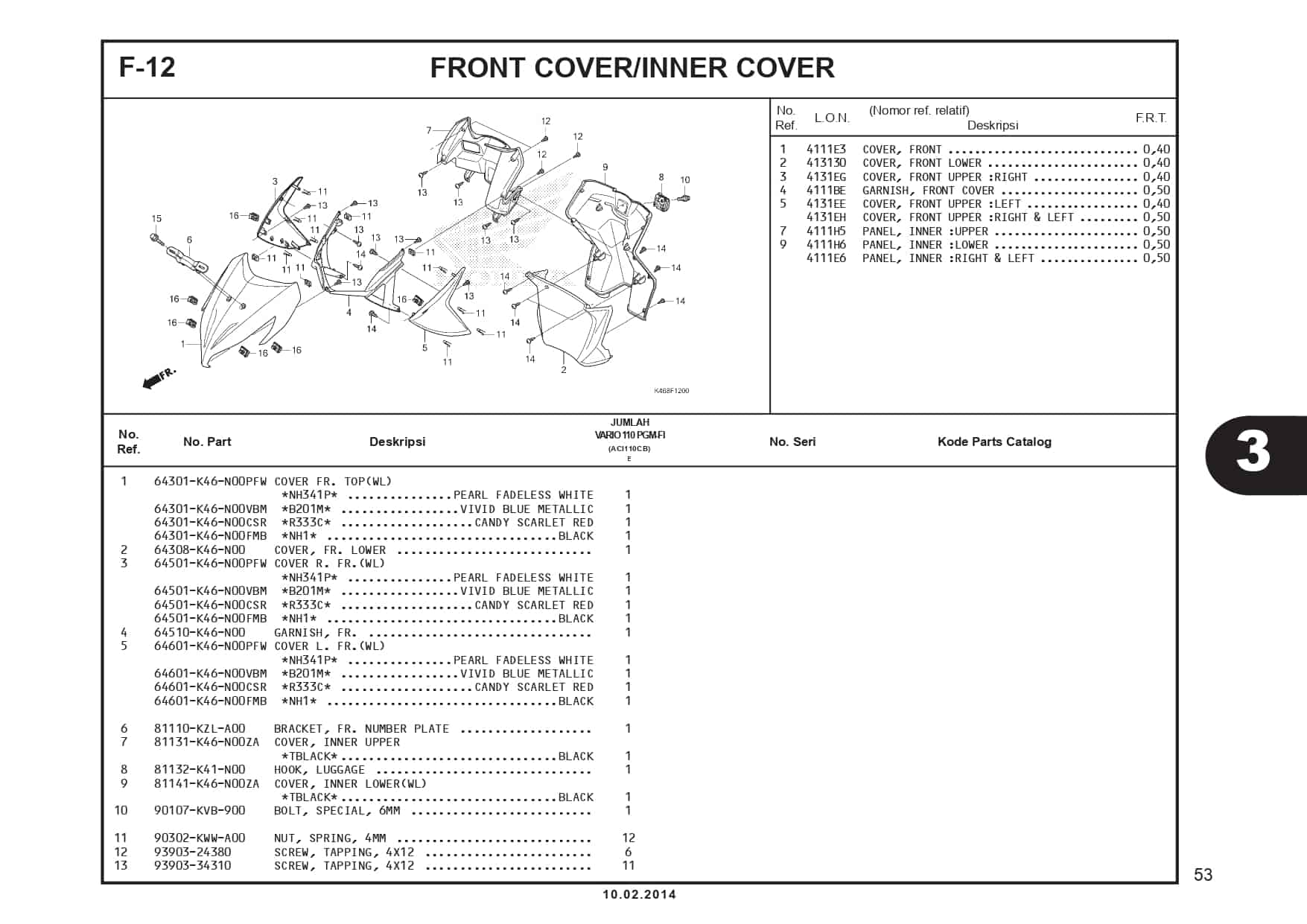 F-12 Front Cover/Inner Cover