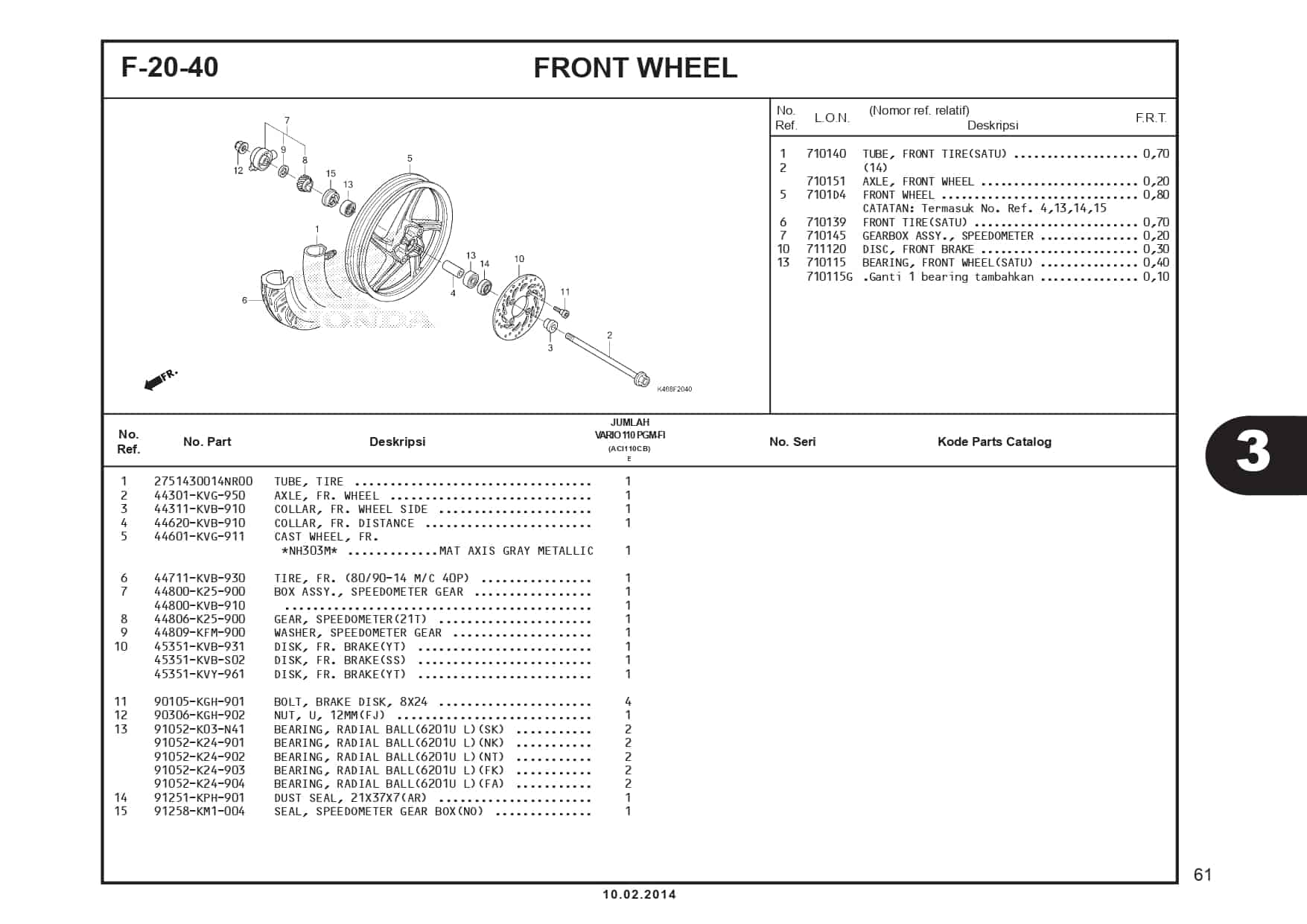 F-20-40 Front Wheel 