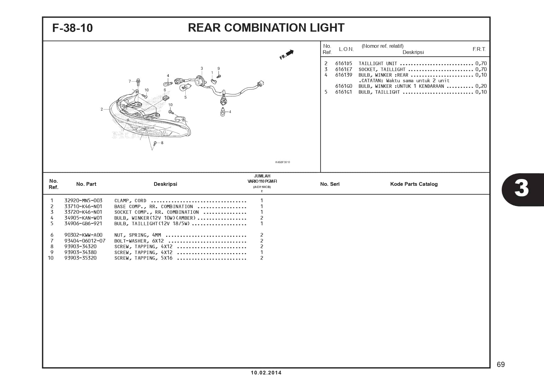 F-38-10 Rear Combination Light