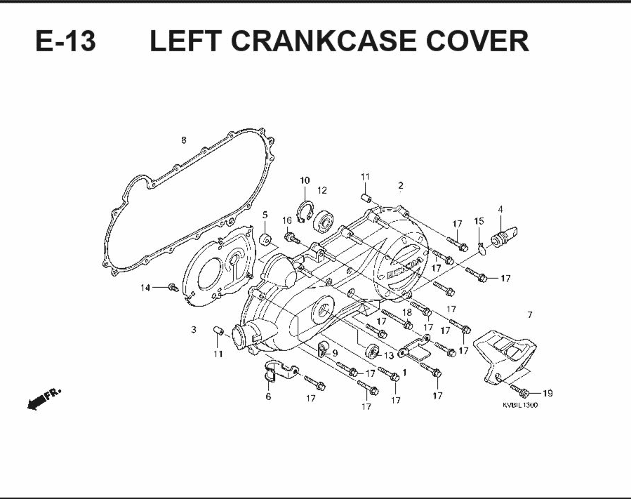 E-13 Left CrankCase Cover – Katalog Suku Cadang Honda Vario Techno