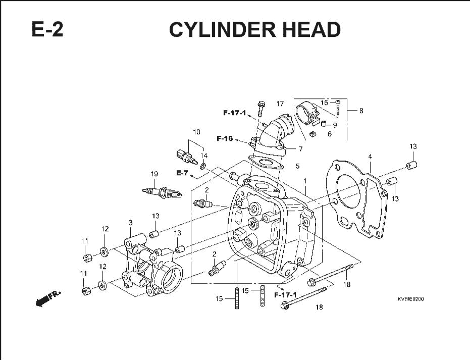 E-2 Cylinder Head – Katalog Suku Cadang Honda Vario Techno