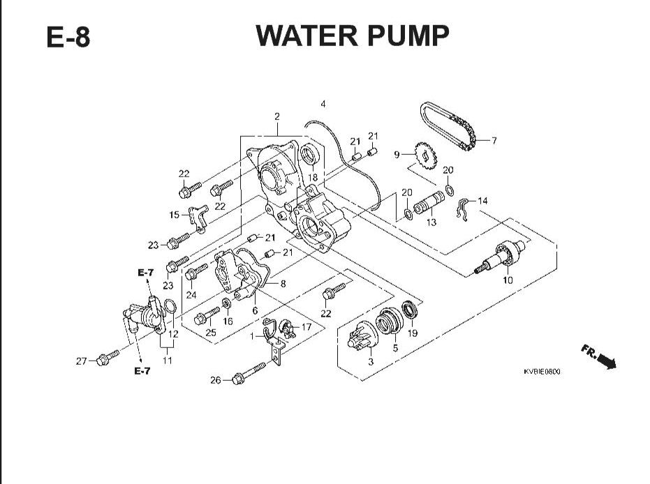 E-8 Water Pump – Katalog Suku Cadang Honda Vario Techno