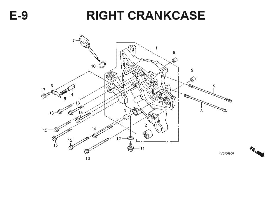 E-9 Right CrankCase – Katalog Suku Cadang Honda Vario Techno