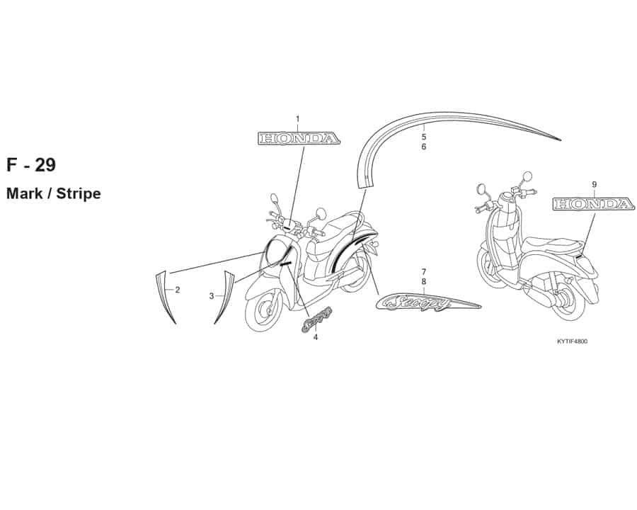 F-29 Mark/Stripe – Katalog Suku Cadang Honda Scoopy KYT