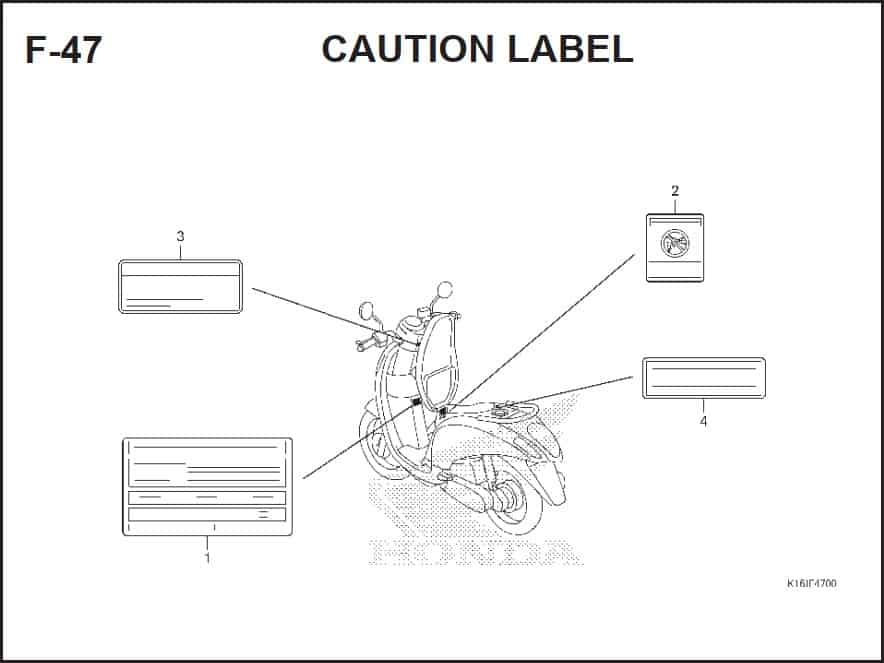 F-47 Caution Label – Katalog Suku Cadang Honda Scoopy FI – 2