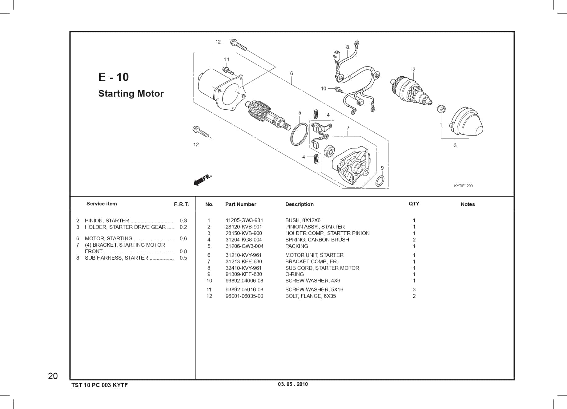 E-10 Starting Motor
