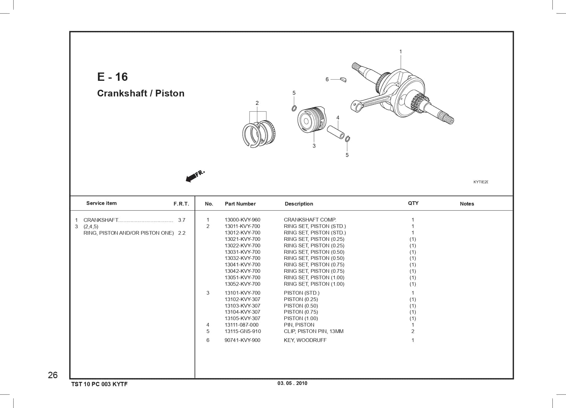 E-16 CrankShaft Piston