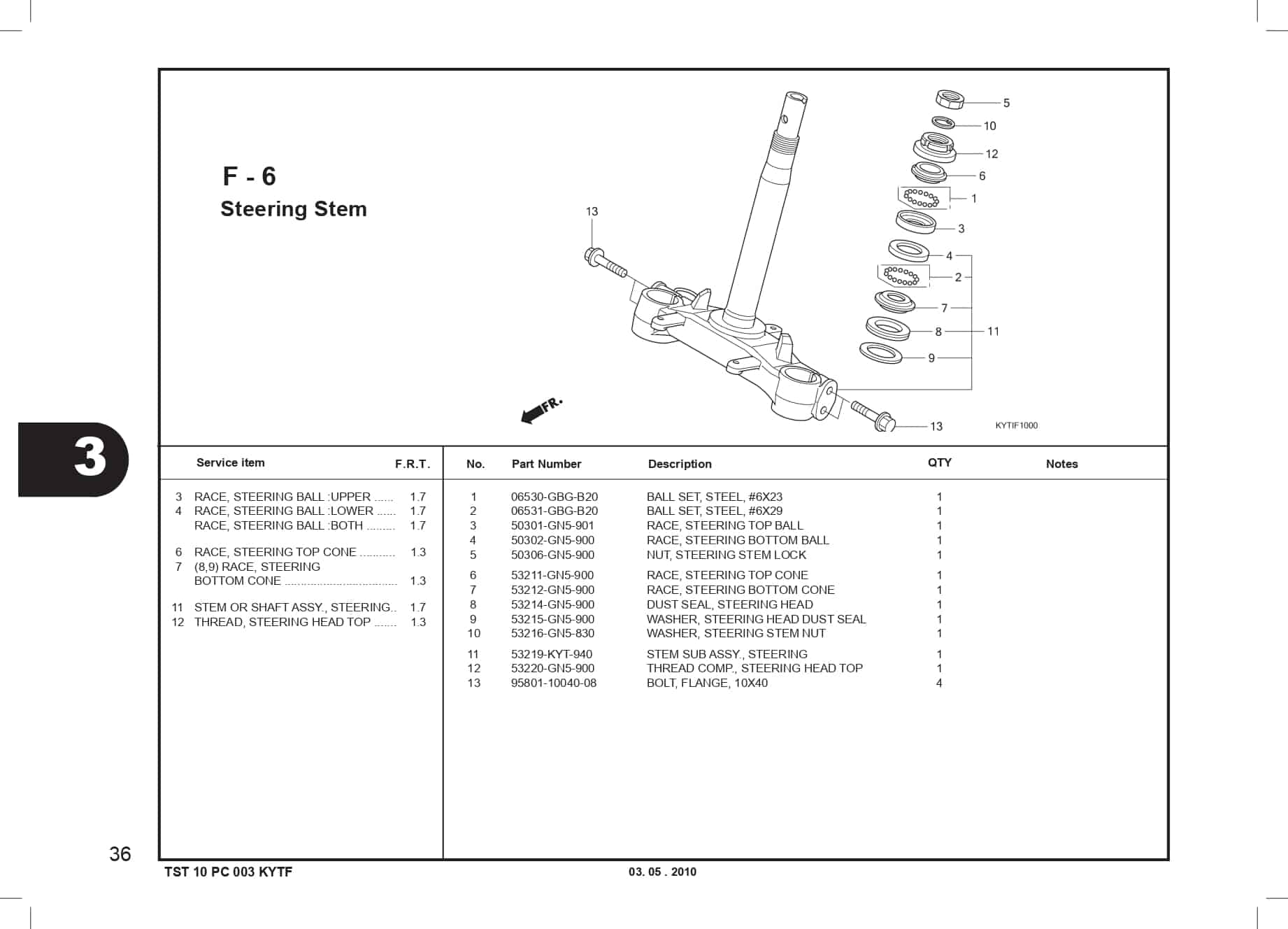 F-6 Steering Stem 