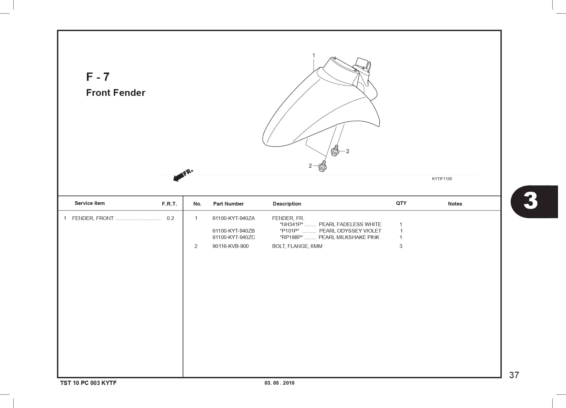 F-7 Front Fender 