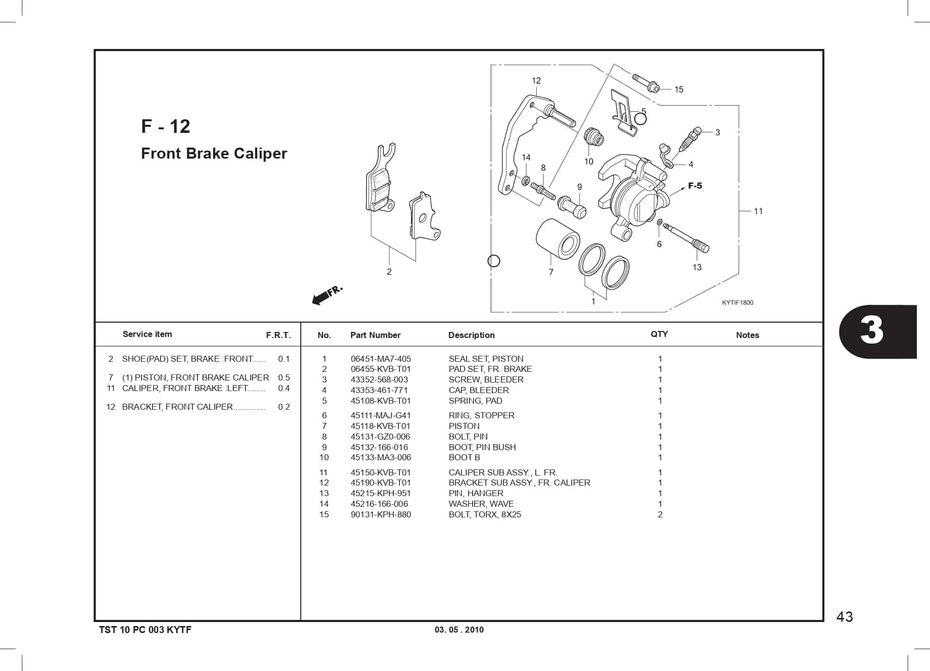 F-12 Front Brake Caliper -