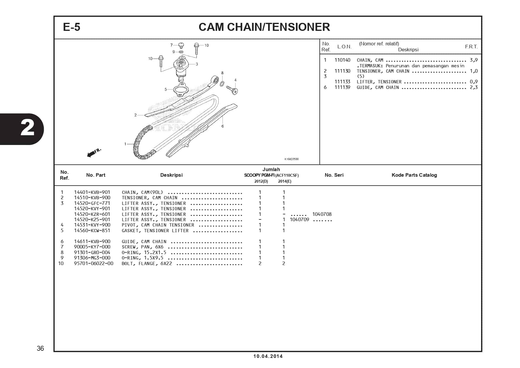 E-5 Cam Chain/ Tensioner 