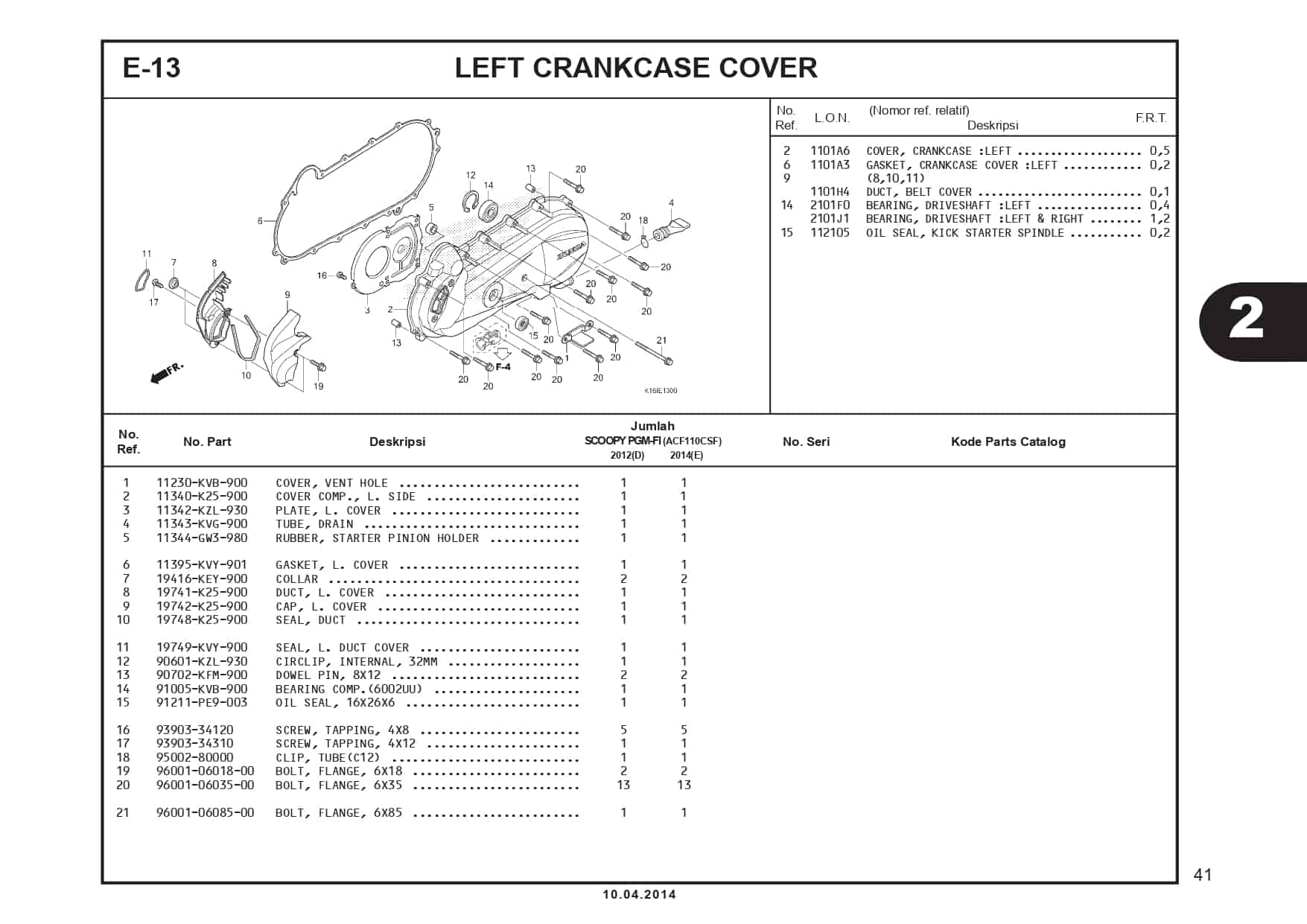 E-13 Left CrankCase Cover