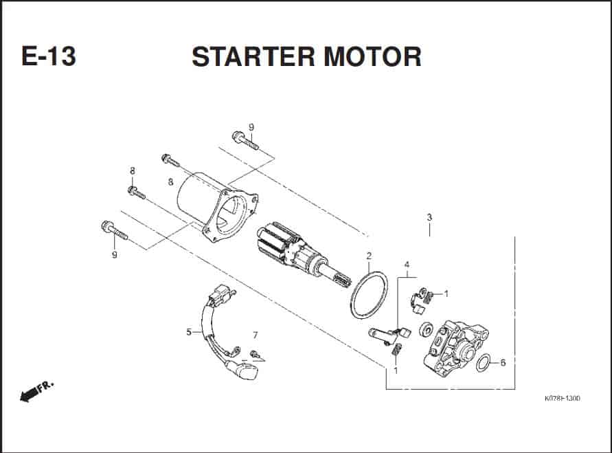 E-13 Starter Motor – Katalog Suku Cadang Honda Blade 110