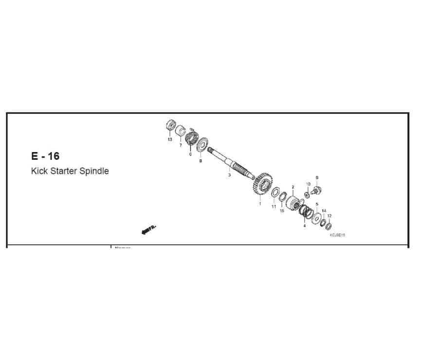 E-16 KICK STARTER SPINDLE