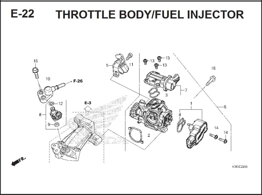 E-22 Throttle Body/ Fuel Injector – Katalog Honda PCX 150