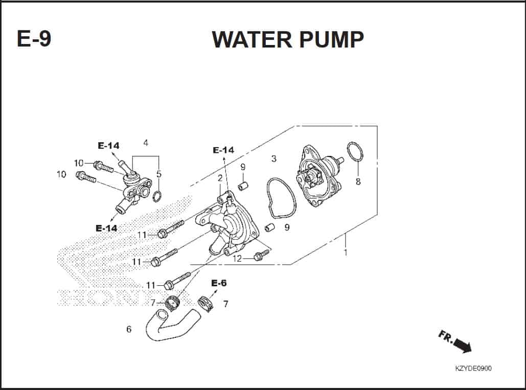 E-9 Water Pump – Katalog Honda PCX 150 KZY