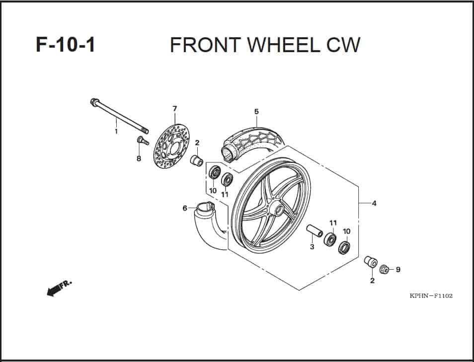F-10-1 Front Wheel CW – Katalog Suku Cadang Honda Supra X 125 PGM-FI